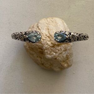 Authentic ATI blue Topaz Floral Filigree
925 Cuff Bracelet.